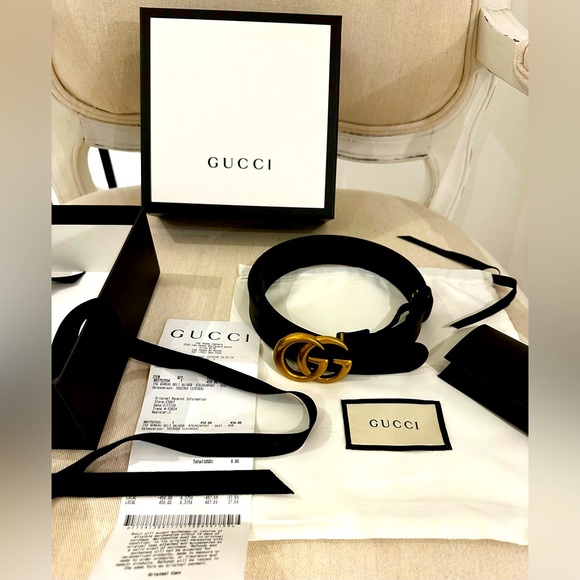 Gucci Accessories - New Gucci Leather belt with Double G buckle made in Italy Size 85/34